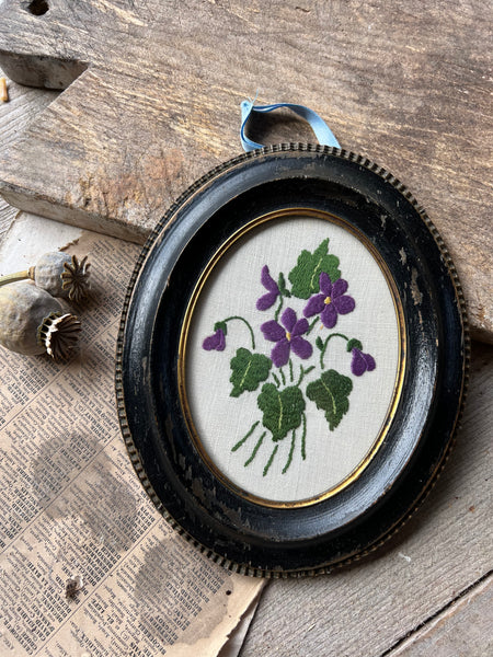 Vintage French Framed Embroidery