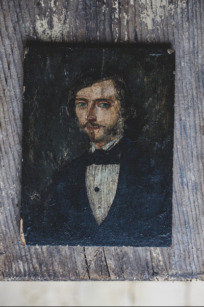 Antique French Portrait on Board - Grandfather Faure from Limousine
