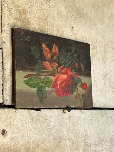 Small Vintage French Roses Oil Painting