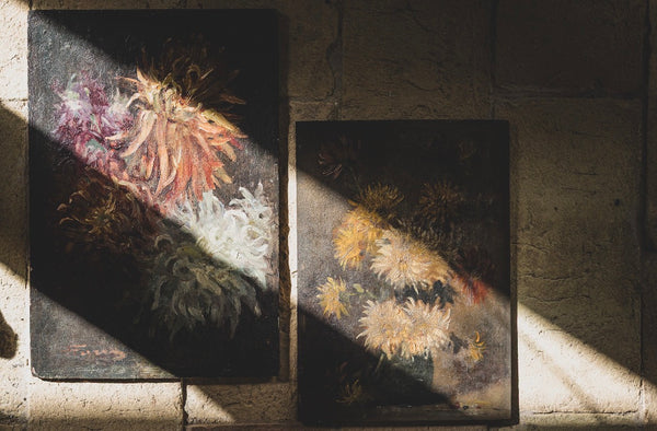 Beautiful French Floral Oil on Board 1903