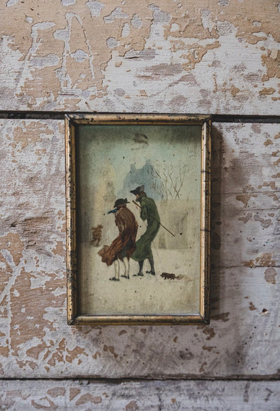 Sweet Antique Framed Cold Snap Painting