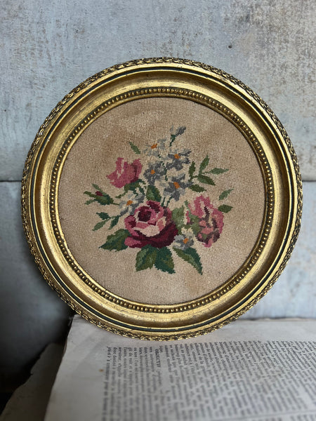 Vintage French Framed Embroidery