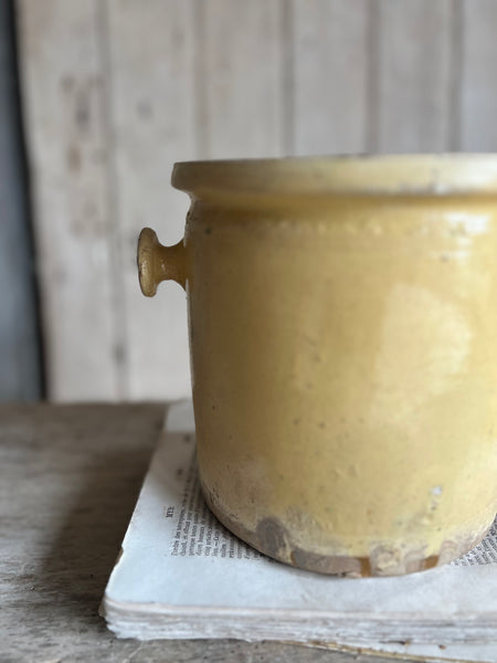 Small Antique Yellow Confiture Pot