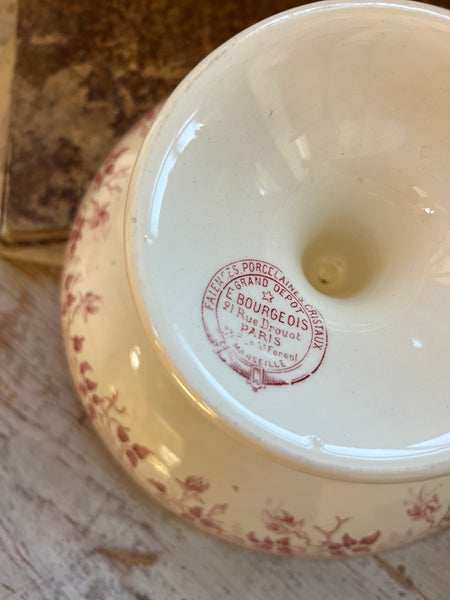 Beautiful French Floral Transferware raised dish