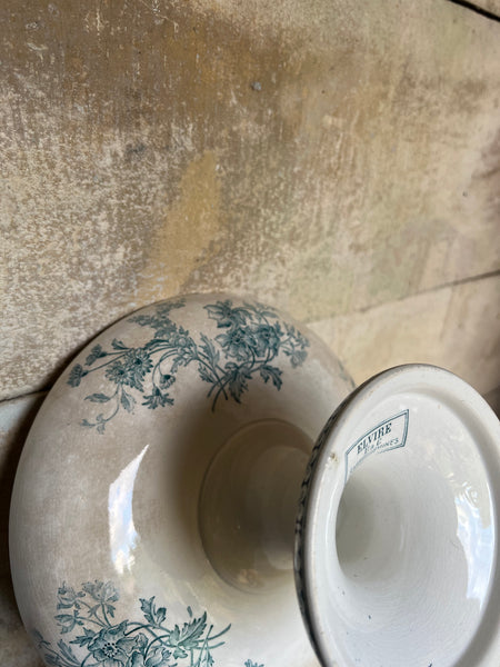 French Floral Transferware raised dish