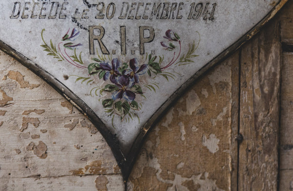 Large Decorative Rustic French Enamel Memorial Heart