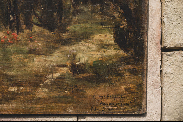 Antique French Poppy Field Painting