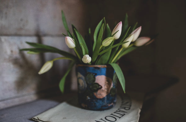 Large Folk Art Antique Mug