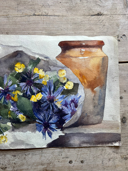 Beautiful Doublesided Flower Watercolour Painting