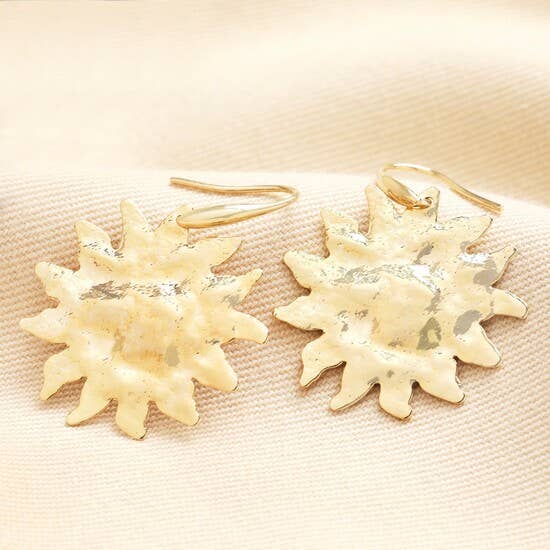 Lisa Angel Gold Hammered Sun Drop Earrings