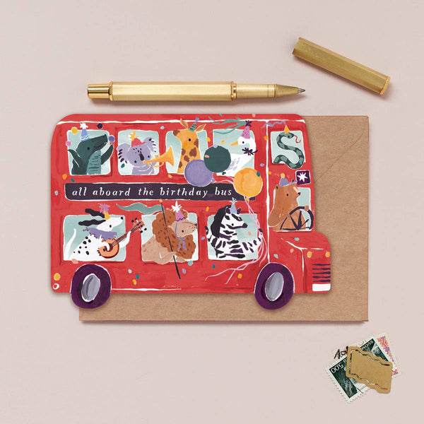 Party Bus Kids Birthday Card | Childrens Greeting Card