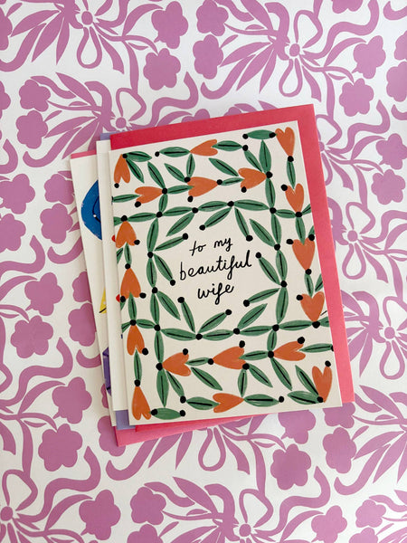 Heart Lattice Beautiful Wife Greeting Card