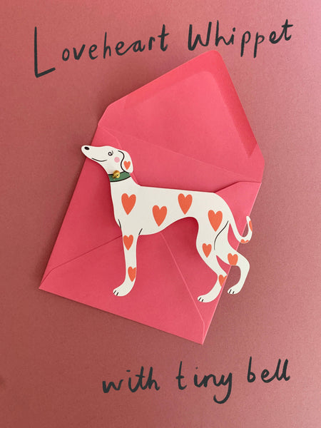 Loveheart Whippet Dog Greeting Card