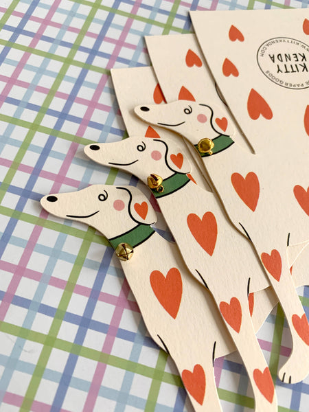 Loveheart Whippet Dog Greeting Card