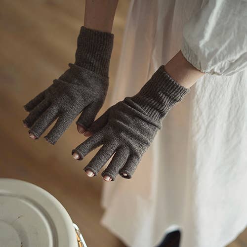 Memeri Fingerless Merino Wool Gloves - Mocha