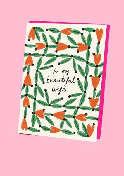 Heart Lattice Beautiful Wife Greeting Card