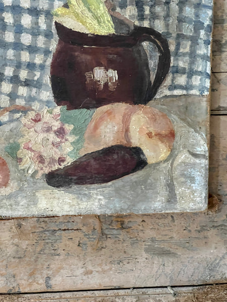 French Vintage Painting Kitchen Scene