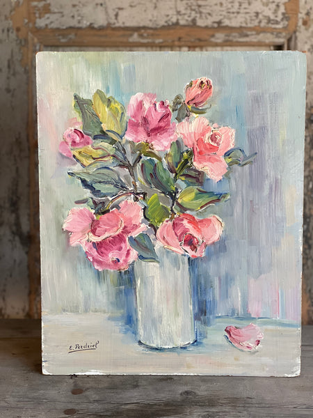 Floral Oil Painting on Board