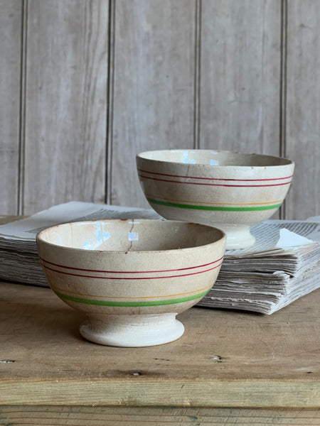 French Gorgeous Striped Cafe Au Lait Bowls