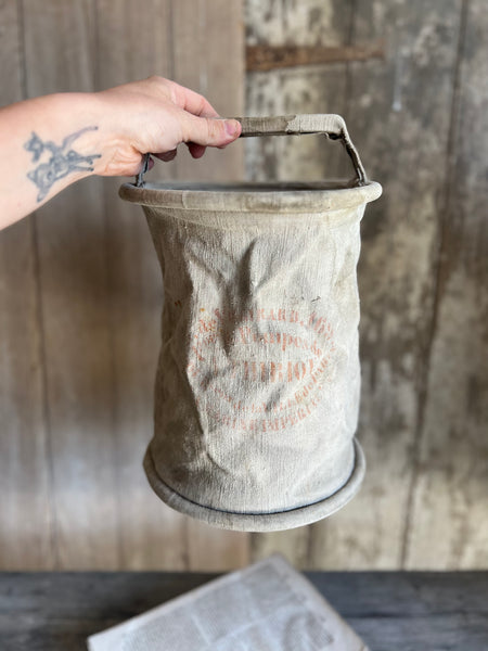 French Vintage Canvas Water Carrier