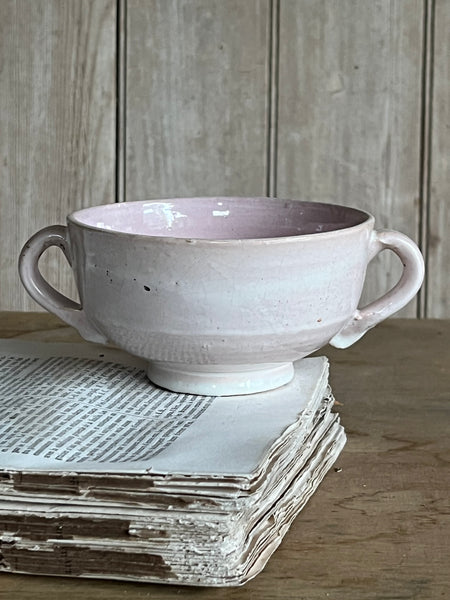 Vintage French Handled Pink Bowl