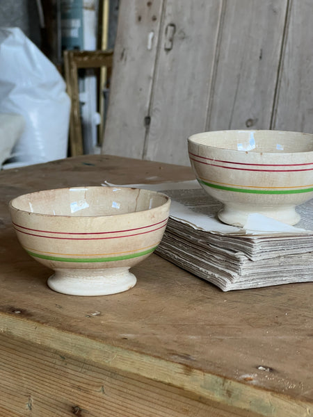 French Gorgeous Striped Cafe Au Lait Bowls