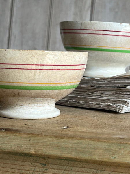 French Gorgeous Striped Cafe Au Lait Bowls