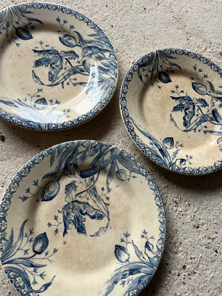 Antique French Terre De Fer Transferware Plates