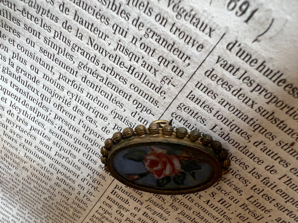 Sweet French Vintage Hand Painted Brooch