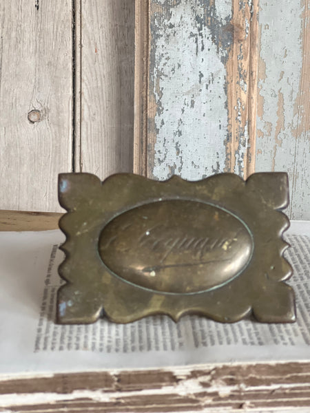 Vintage French Name plaque