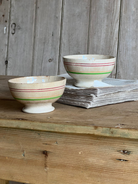 French Gorgeous Striped Cafe Au Lait Bowls