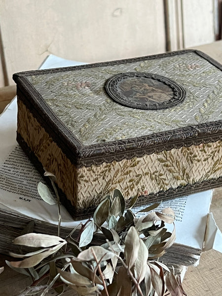 Vintage French Fabric Jewellery Box