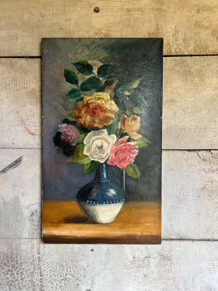 French Floral Oil on Canvas