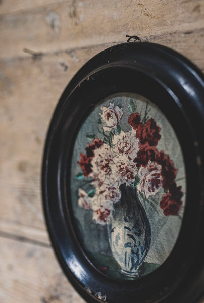 Sweet French Oval Watercolour Painting