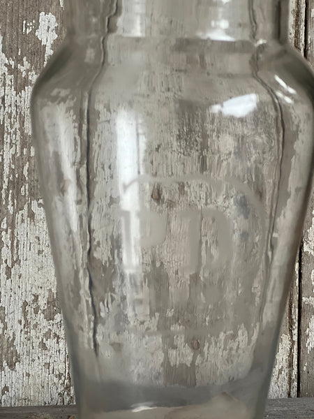 Vintage French Glass Etched Jar