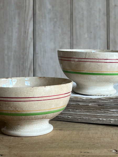 French Gorgeous Striped Cafe Au Lait Bowls