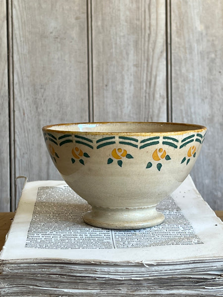 French Floral Stencil Cafe au Lait bowl