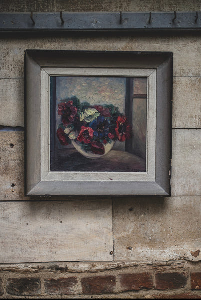 Framed Floral Oil Painting