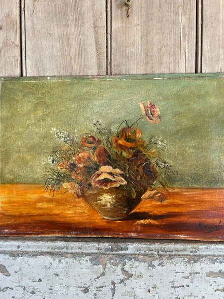 Beautiful Vintage Floral on Board