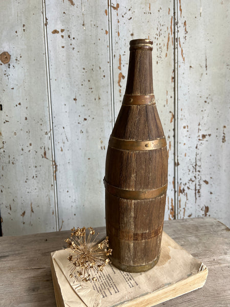 French Vintage Wooden Bottle