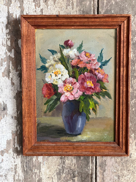 Small Vintage French Floral Painting