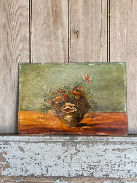 Beautiful Vintage Floral on Board