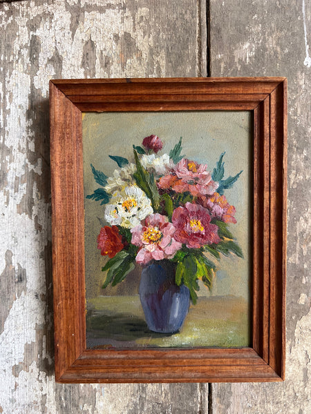 Small Vintage French Floral Painting