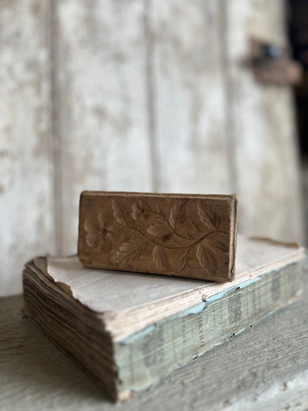 Large Vintage Floral Wooden Butter Stamp