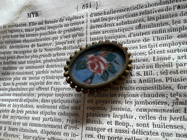 Sweet French Vintage Hand Painted Brooch