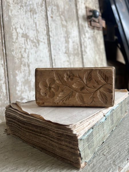 Large Vintage Floral Wooden Butter Stamp