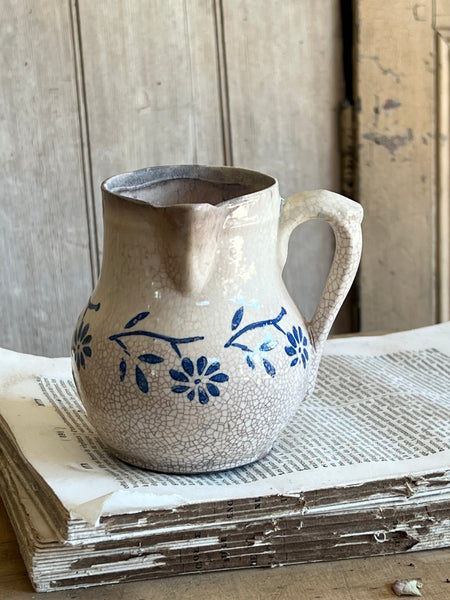 Stunning Stencilled Vintage Crazed Small Jug