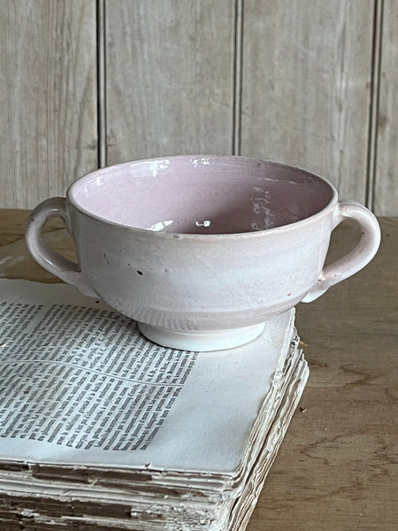 Vintage French Handled Pink Bowl