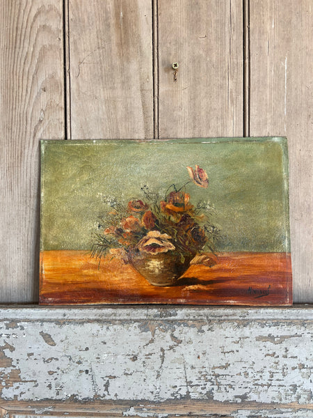 Beautiful Vintage Floral on Board