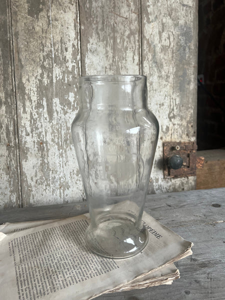 Vintage French Glass Etched Jar